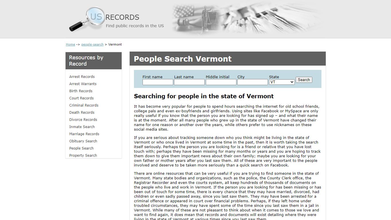 People Search Vermont | US Records
